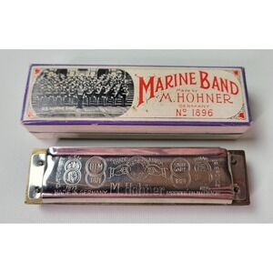 M. Hohner Marine Band No 1896 Harmonica Key of G Made in Germany Vintage